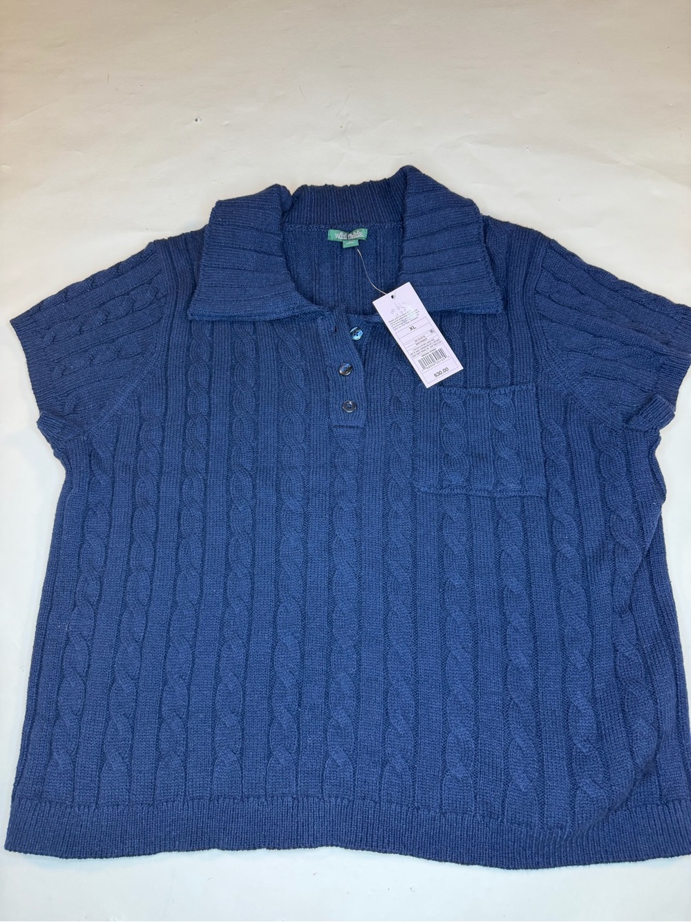 wild fable Navy Cable-Knit Polo Sweater